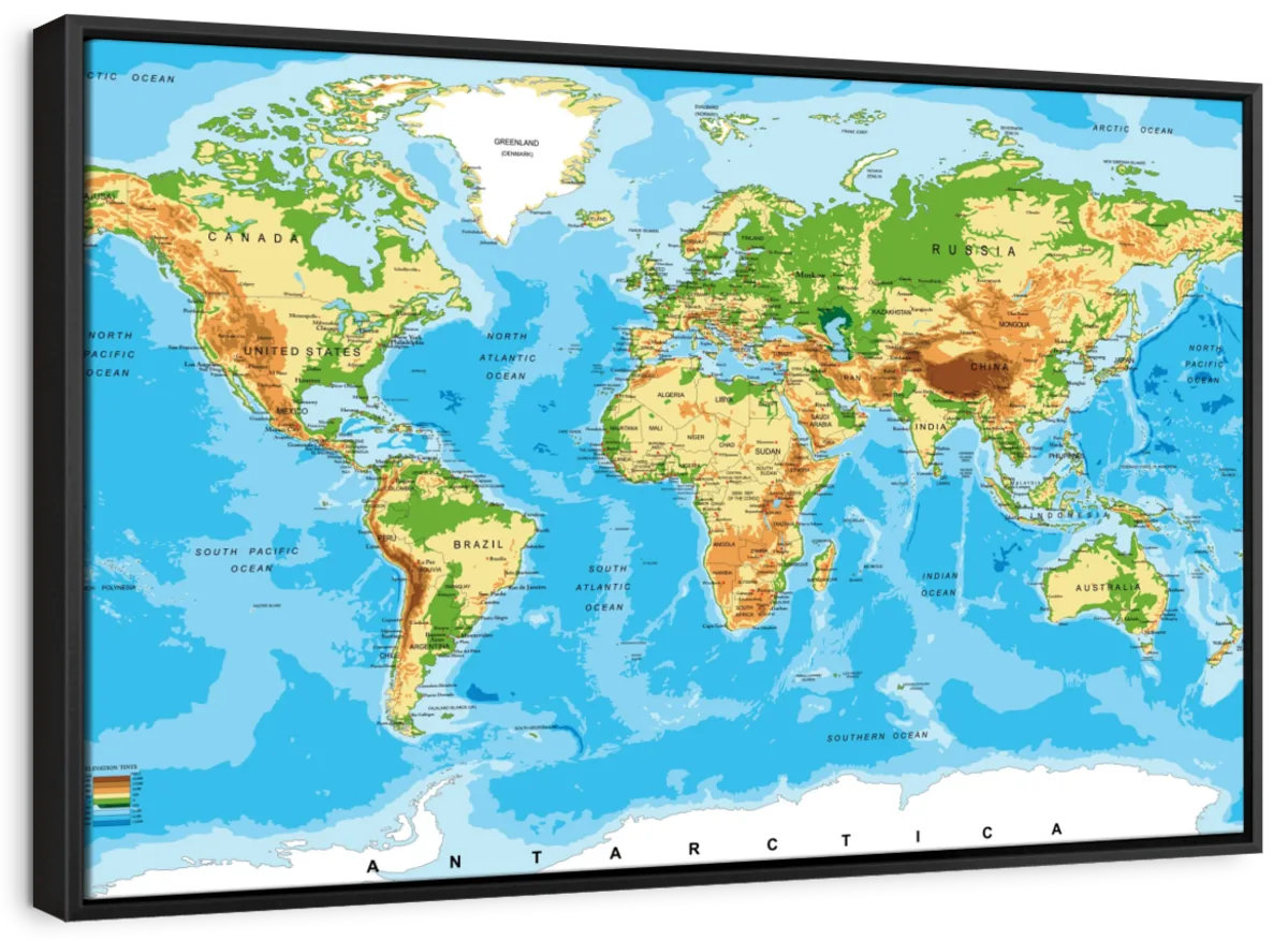 Williston " Highly Detailed World Map Wall Art " Wayfair